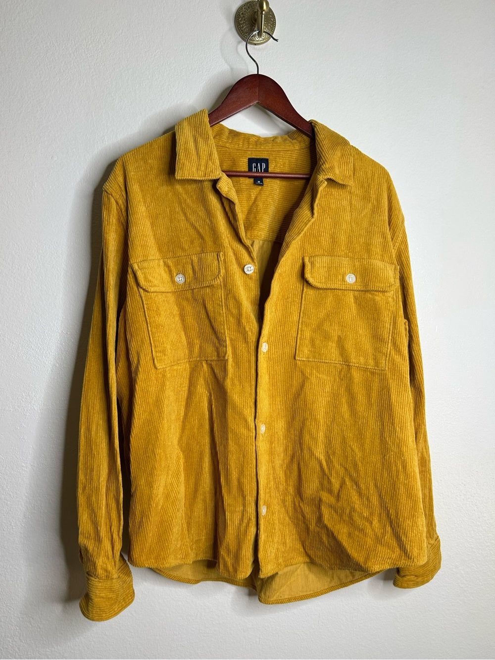 GAP 100% Cotton Mustard Yellow Wide Wale Corduroy Shirt Jacket Oversized