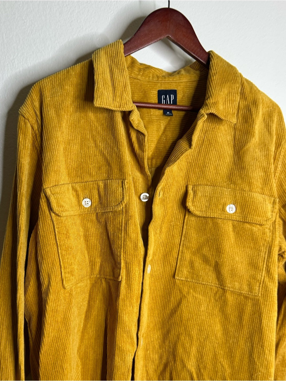 GAP 100% Cotton Mustard Yellow Wide Wale Corduroy Shirt Jacket Oversized