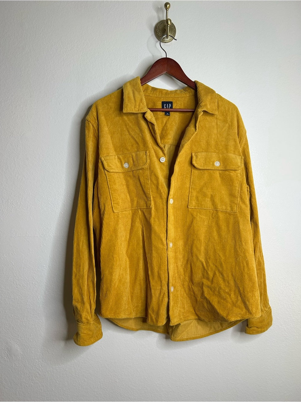 GAP 100% Cotton Mustard Yellow Wide Wale Corduroy Shirt Jacket Oversized