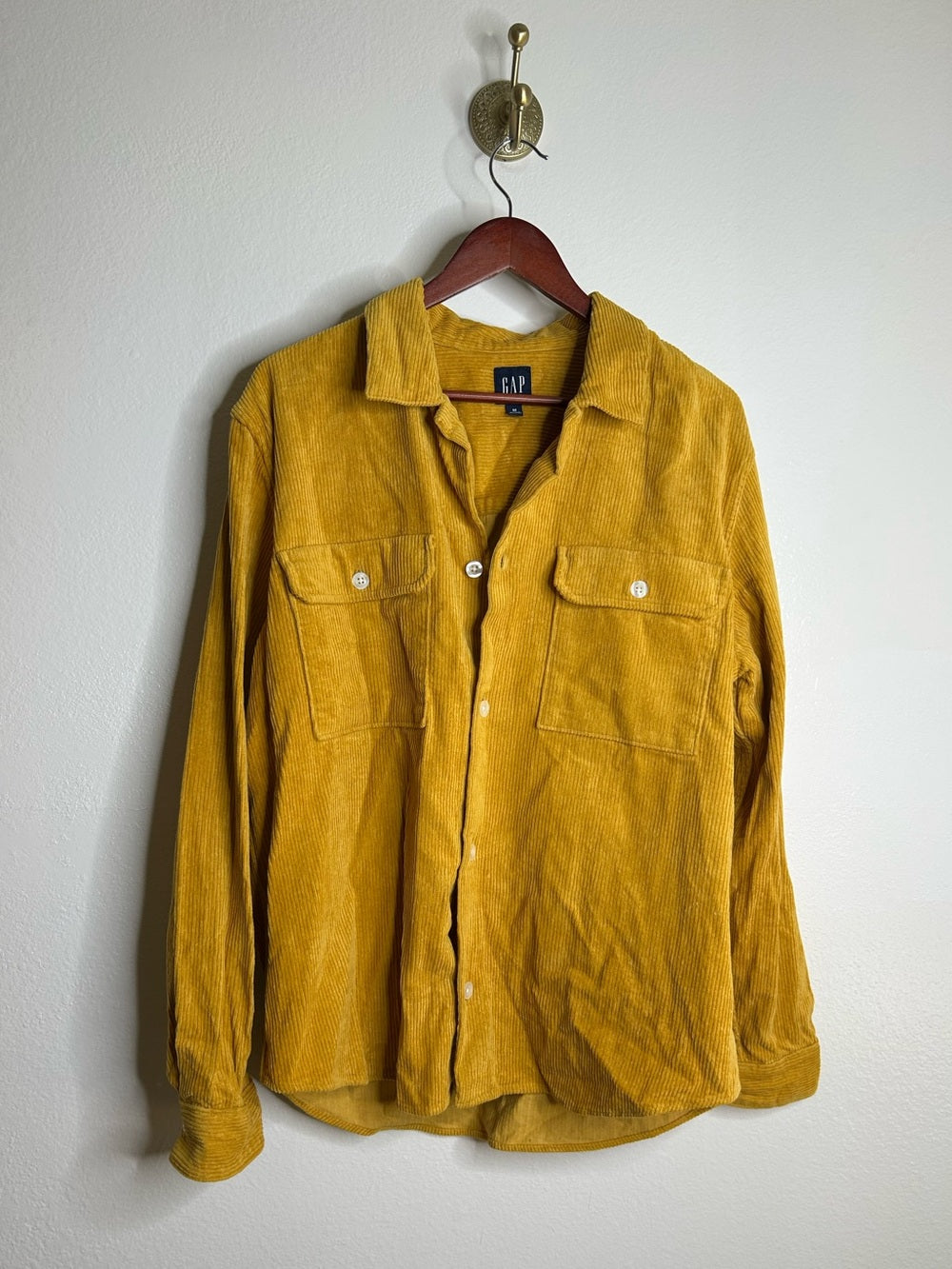 GAP 100% Cotton Mustard Yellow Wide Wale Corduroy Shirt Jacket Oversized
