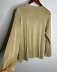 Saks Fifth Avenue 100% Silk Knit Textured Gold Tan Button Down Cardigan Sweater