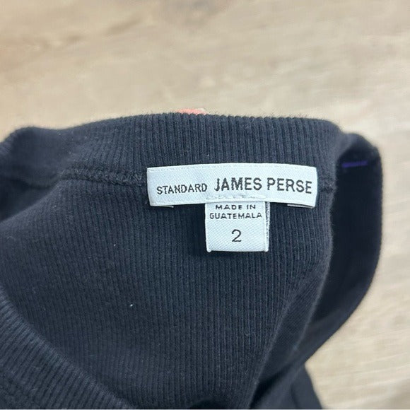 James Perse James Perse 100% Cotton Black Ribbed High Scoop Neck Tank Top - Cotton