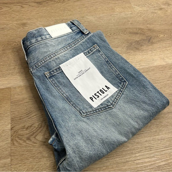 Pistola 100% Cotton Cassie Ultra High Rise Straight Leg Jean in Bramble