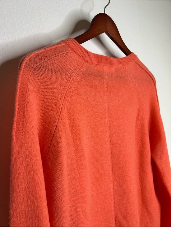 One Grey Day 100% Cashmere Sloan Bright Coral Lightweight Pullover Sweater