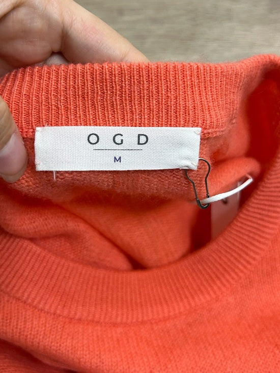 One Grey Day 100% Cashmere Sloan Bright Coral Lightweight Pullover Sweater