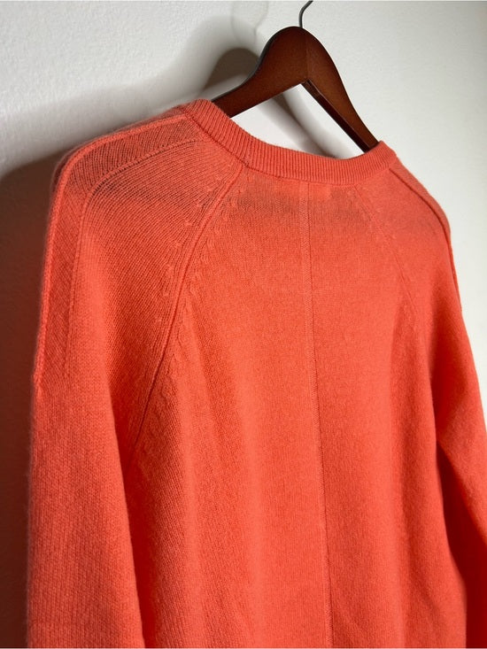 One Grey Day 100% Cashmere Sloan Bright Coral Lightweight Pullover Sweater