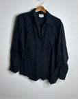 MATE 100% Organic Linen Black Button Down Oversized Long Sleeve Shirt
