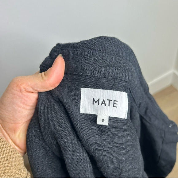 MATE the Label MATE 100% Organic Linen Black Button Down Oversized Long Sleeve Shirt - Linen