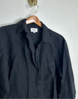 MATE 100% Organic Linen Black Button Down Oversized Long Sleeve Shirt