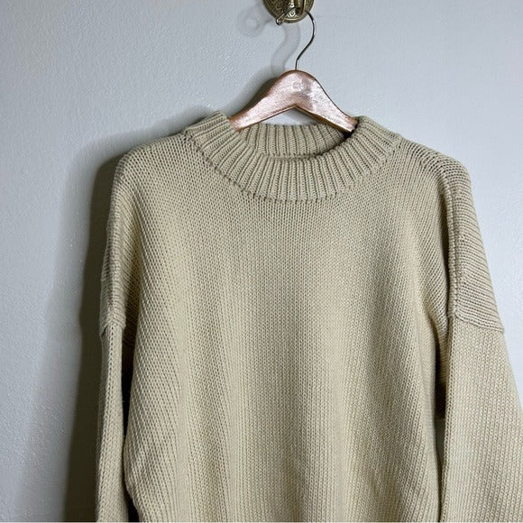 MATE the Label MATE The Label 100% Organic Cotton Textured Knit Oversized Crew Sweater - Cotton