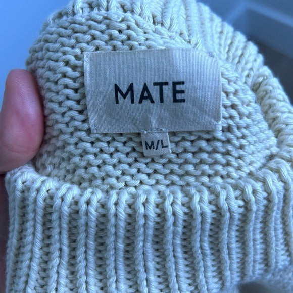 MATE The Label 100% Organic Cotton Textured Knit Oversized Crew Sweater