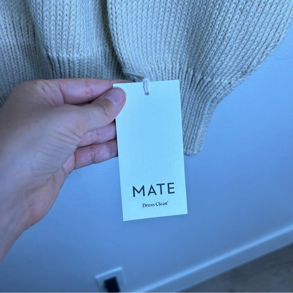 MATE The Label 100% Organic Cotton Textured Knit Oversized Crew Sweater