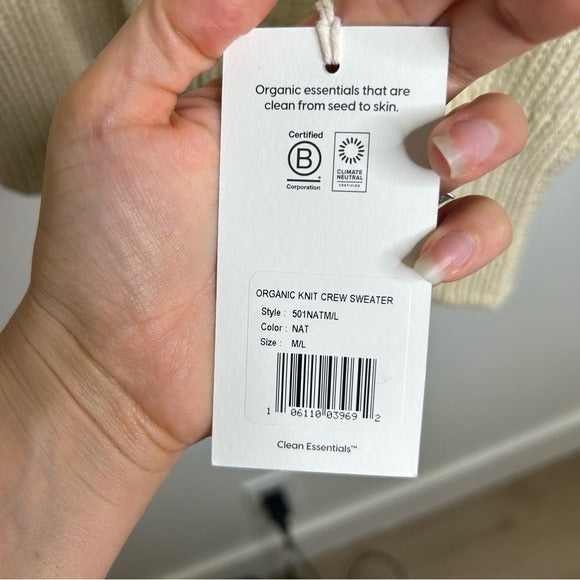 MATE The Label 100% Organic Cotton Textured Knit Oversized Crew Sweater