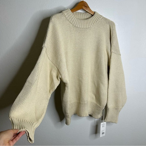 MATE the Label MATE The Label 100% Organic Cotton Textured Knit Oversized Crew Sweater - Cotton
