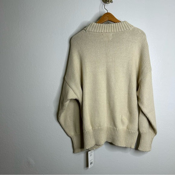MATE the Label MATE The Label 100% Organic Cotton Textured Knit Oversized Crew Sweater - Cotton