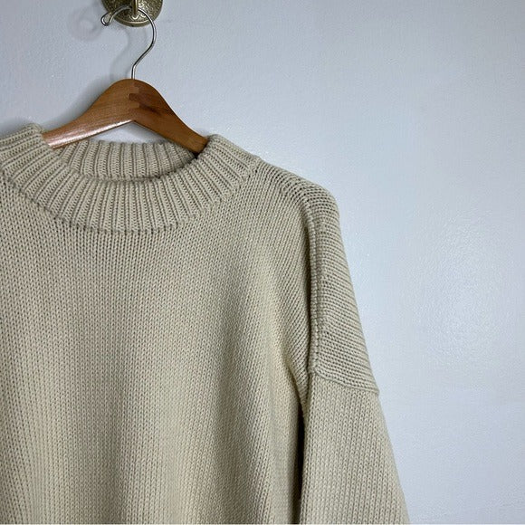 MATE The Label 100% Organic Cotton Textured Knit Oversized Crew Sweater