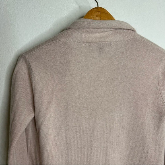Neiman Marcus 100% Cashmere Pale Pink Waterfall Drape Style Cardigan Sweater