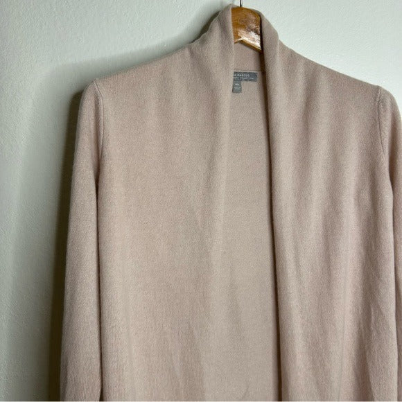 Neiman Marcus 100% Cashmere Pale Pink Waterfall Drape Style Cardigan Sweater