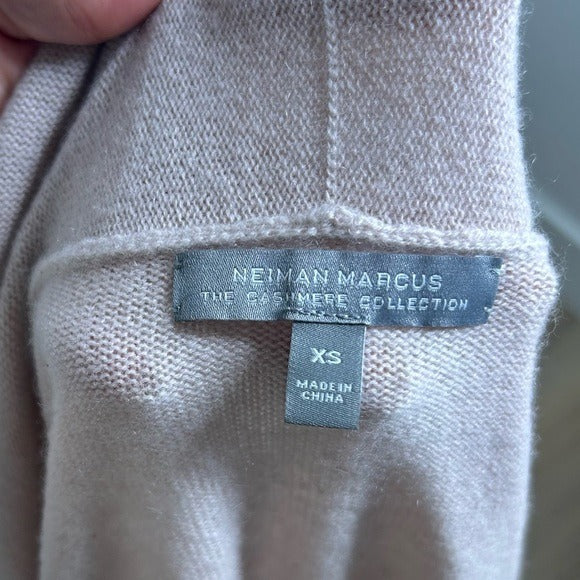 Neiman Marcus 100% Cashmere Pale Pink Waterfall Drape Style Cardigan Sweater