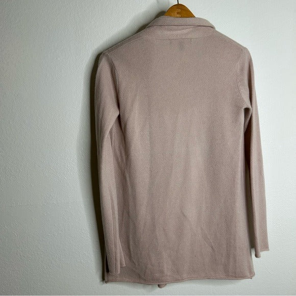 Neiman Marcus 100% Cashmere Pale Pink Waterfall Drape Style Cardigan Sweater