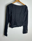 Levi's Cotton Hemp Black Button Down Scoop Neck Denim Long Sleeve Top