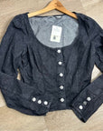 Levi's Cotton Hemp Black Button Down Scoop Neck Denim Long Sleeve Top