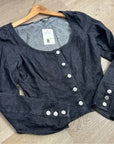Levi's Cotton Hemp Black Button Down Scoop Neck Denim Long Sleeve Top