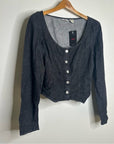Levi's Cotton Hemp Black Button Down Scoop Neck Denim Long Sleeve Top