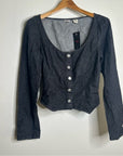Levi's Cotton Hemp Black Button Down Scoop Neck Denim Long Sleeve Top