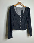 Levi's Cotton Hemp Black Button Down Scoop Neck Denim Long Sleeve Top
