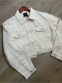 Free People x Lee 100% Cotton Denim Cream Cropped Denim Jacket Boxy Fit