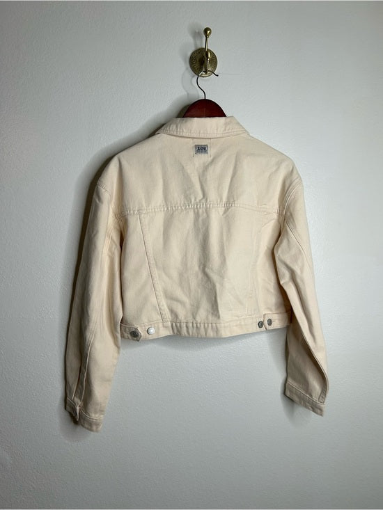 Free People x Lee 100% Cotton Denim Cream Cropped Denim Jacket Boxy Fit