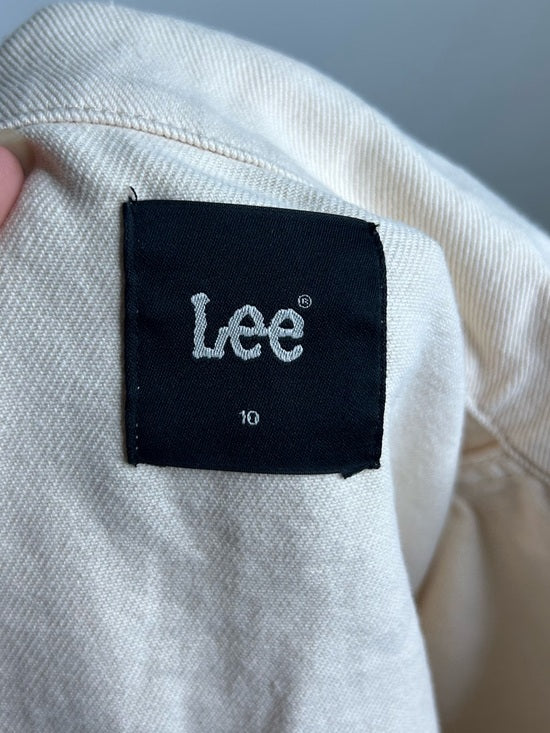 Free People x Lee 100% Cotton Denim Cream Cropped Denim Jacket Boxy Fit