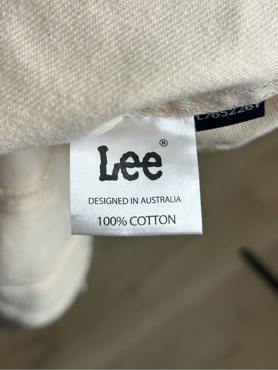 Free People x Lee 100% Cotton Denim Cream Cropped Denim Jacket Boxy Fit