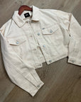 Free People x Lee 100% Cotton Denim Cream Cropped Denim Jacket Boxy Fit