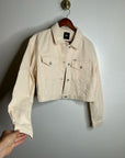 Free People x Lee 100% Cotton Denim Cream Cropped Denim Jacket Boxy Fit