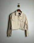Free People x Lee 100% Cotton Denim Cream Cropped Denim Jacket Boxy Fit