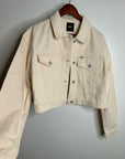 Free People x Lee 100% Cotton Denim Cream Cropped Denim Jacket Boxy Fit