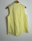 Eileen Fisher 100% Organic Cotton Mandrian Collar Pale Yellow Tank Button Down Blouse
