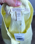Eileen Fisher 100% Organic Cotton Mandrian Collar Pale Yellow Tank Button Down Blouse