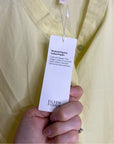 Eileen Fisher 100% Organic Cotton Mandrian Collar Pale Yellow Tank Button Down Blouse