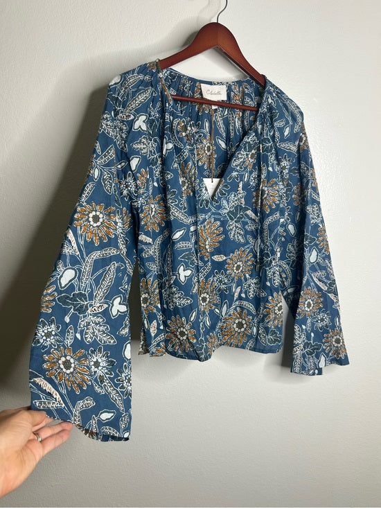 Cleobella 100% Organic Cotton Floral Wide Sleeve Allison Flowy Blouse
