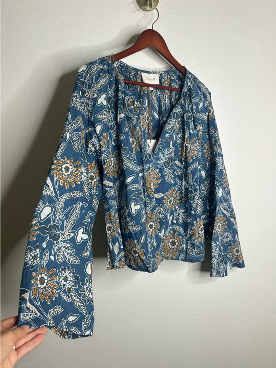 Cleobella 100% Organic Cotton Floral Wide Sleeve Allison Flowy Blouse