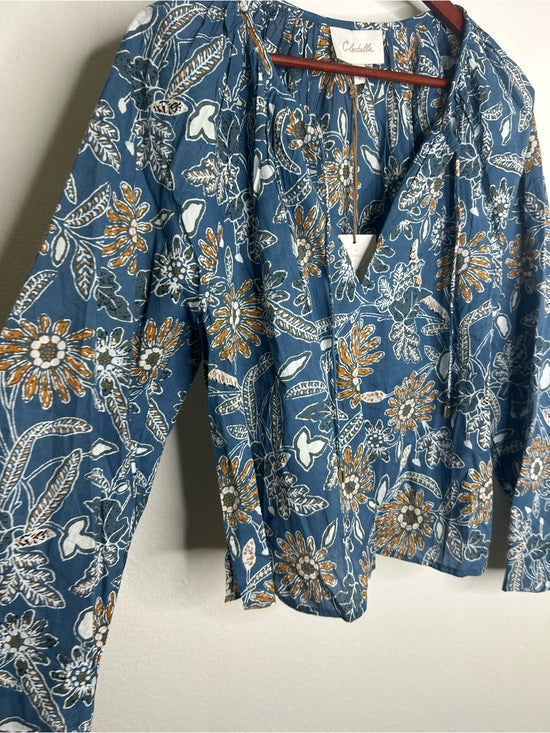 Cleobella 100% Organic Cotton Floral Wide Sleeve Allison Flowy Blouse