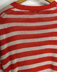 Madewell 100% Linen Knit Textured Striped Crew Neck Sweater