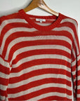 Madewell 100% Linen Knit Textured Striped Crew Neck Sweater