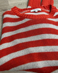 Madewell 100% Linen Knit Textured Striped Crew Neck Sweater