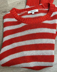 Madewell 100% Linen Knit Textured Striped Crew Neck Sweater
