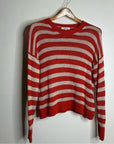 Madewell 100% Linen Knit Textured Striped Crew Neck Sweater