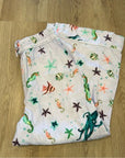 Hill House 100% Linen Straight Leg Drawstring Skylar Pant in Sea Creatures